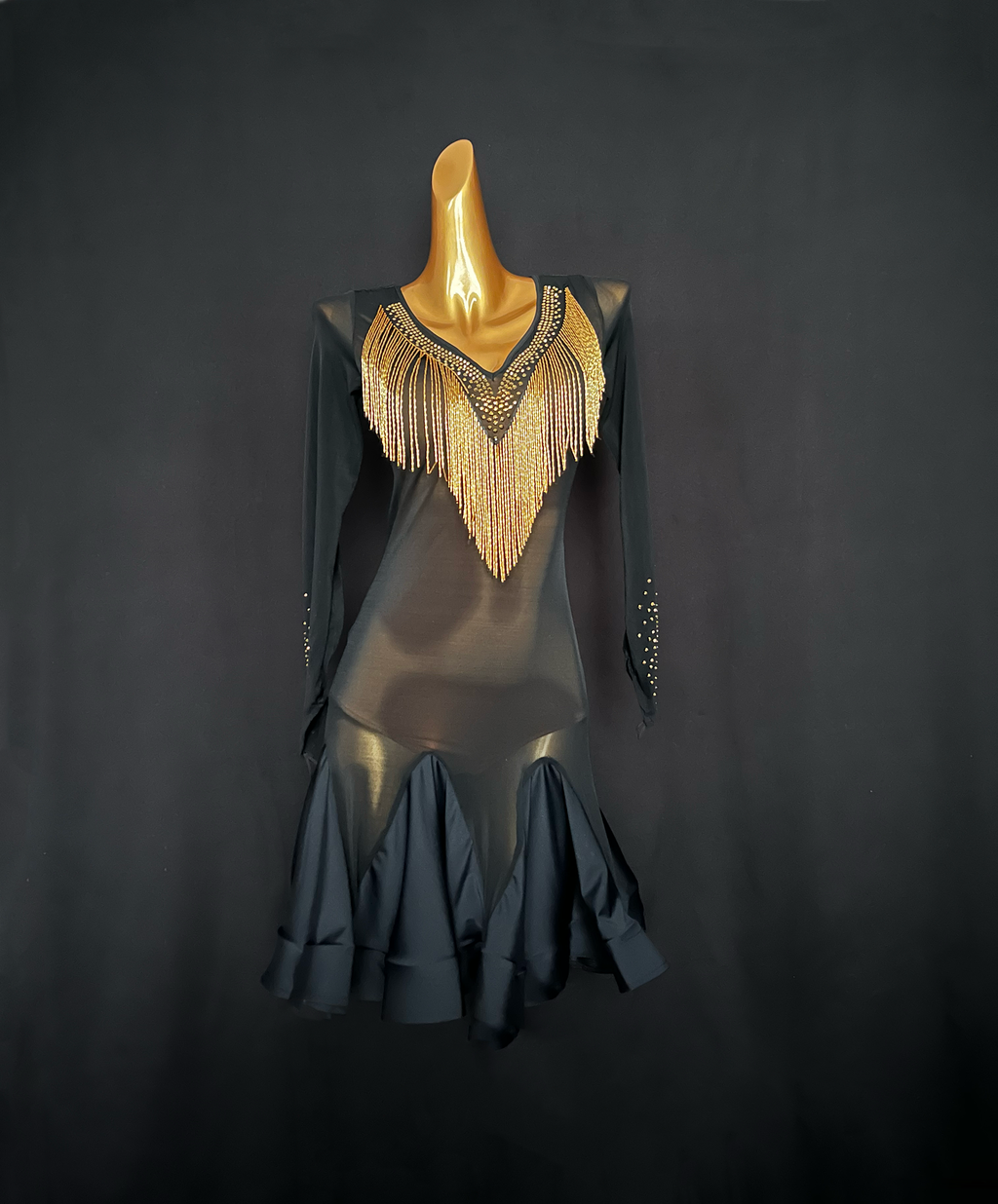 Gold feather Latin Dress / HC20009