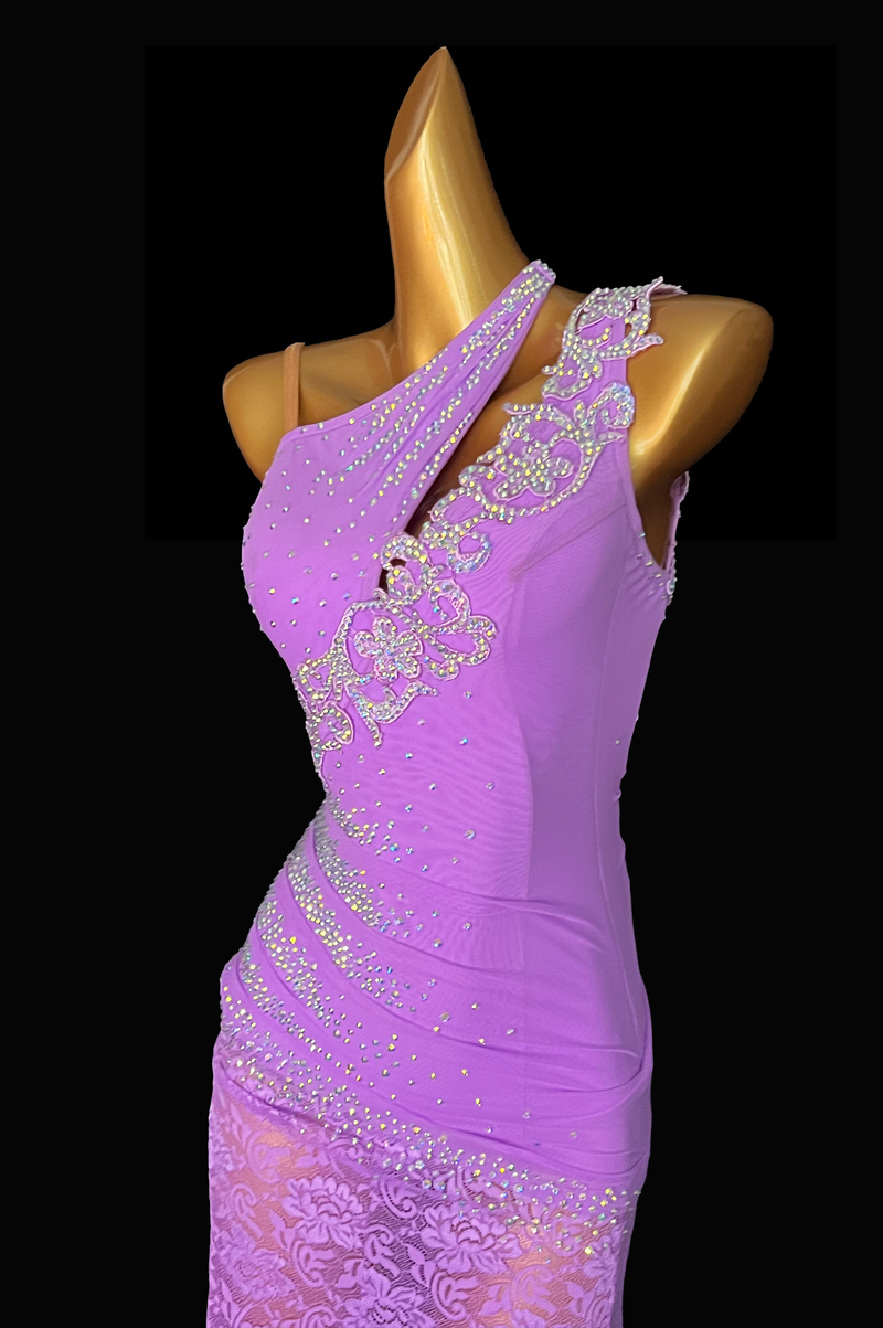 Expertly designed fully stone Lilac dance dress