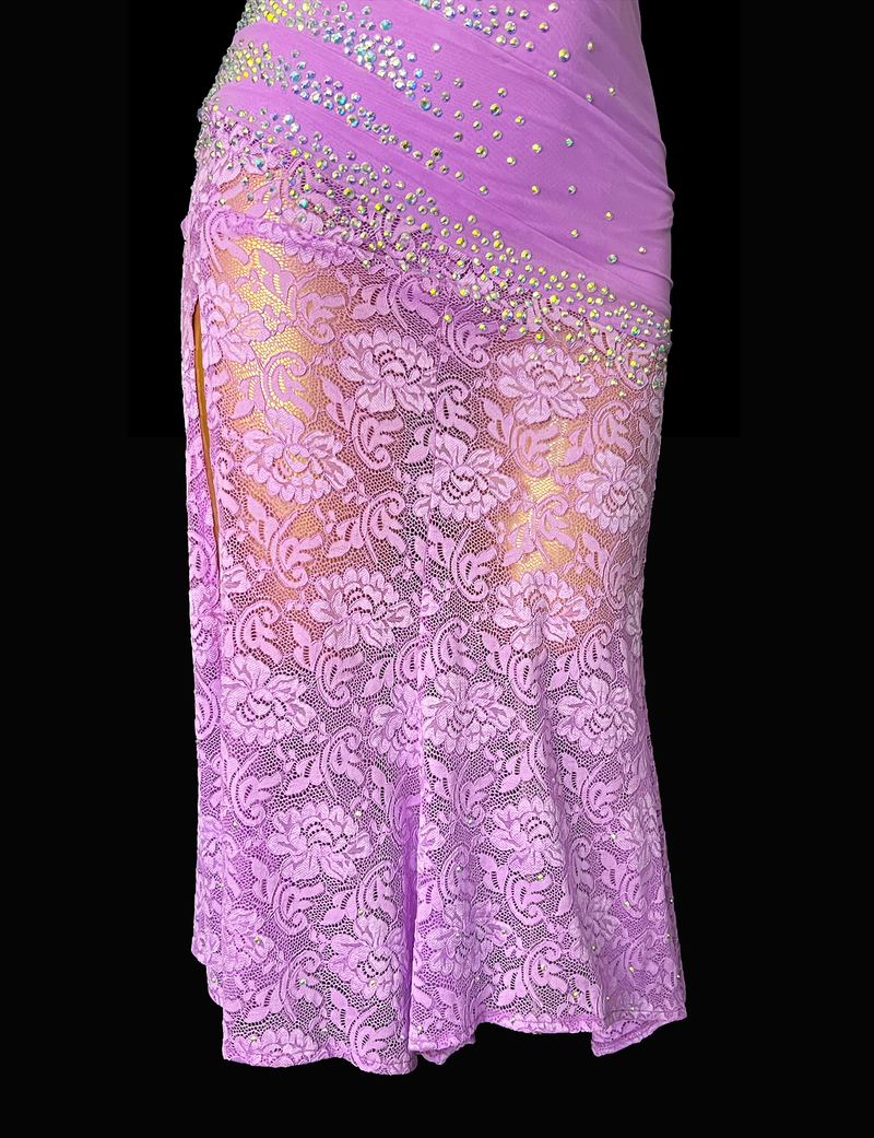 Expertly designed fully stone Lilac dance dress