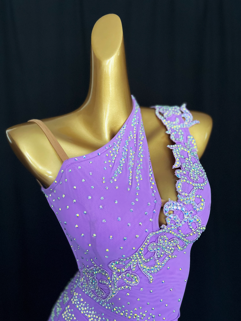 Expertly designed fully stone Lilac dance dress